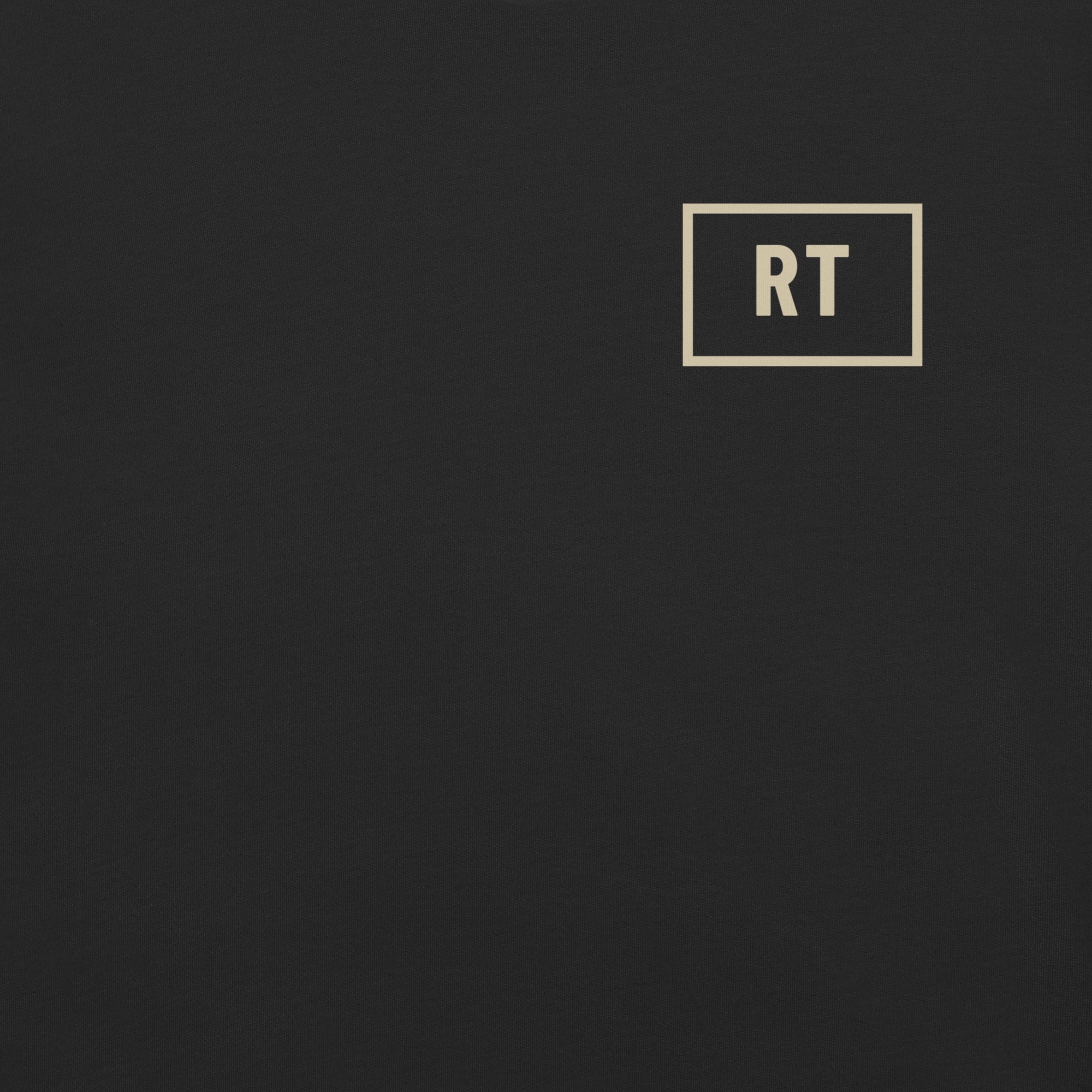 RT box logo tee, washed black, front
