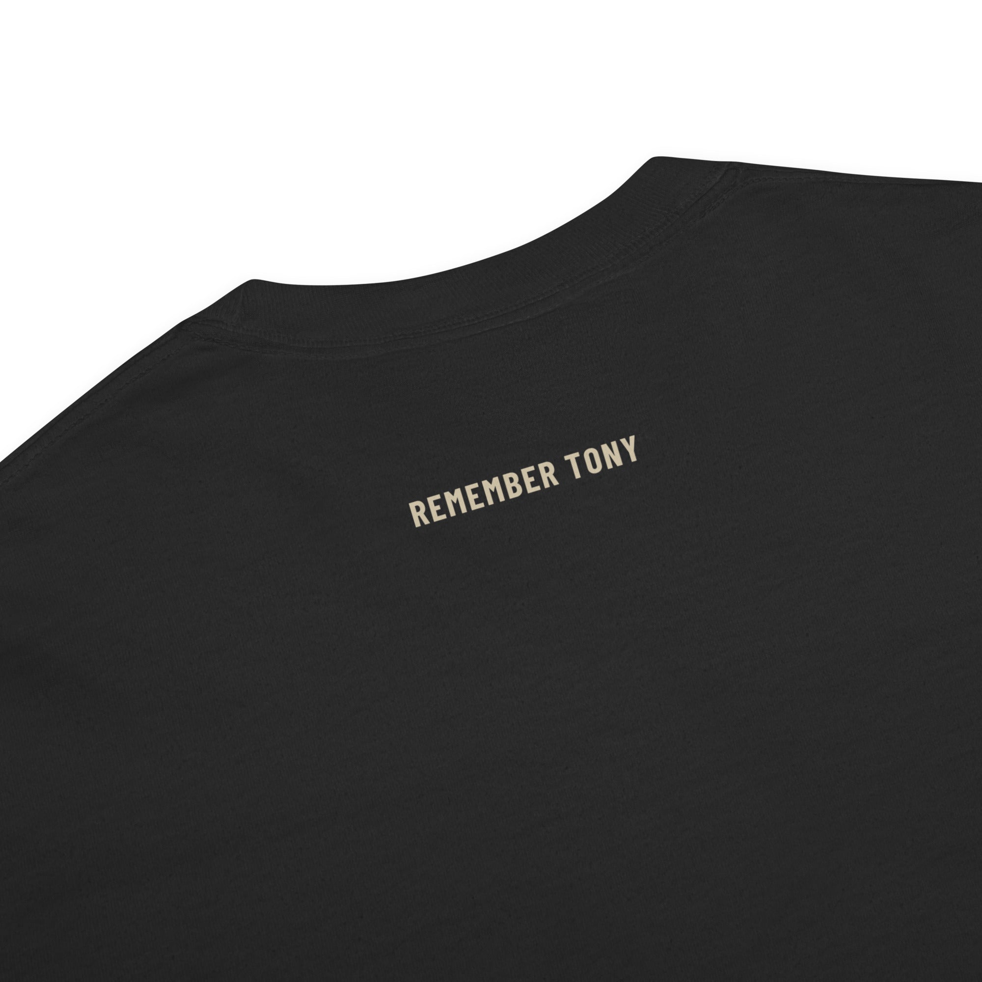Still Dealing With Anxiety tee, washed black, detail